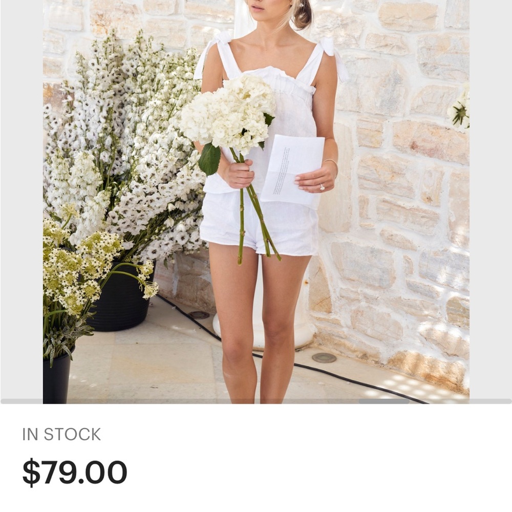 Linen white bridal pajamas set size S/M NWT